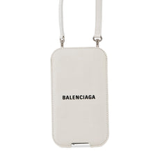 将图像加载到图库查看器中，BALENCIAGA Mobile Phone Strap Pouch Bag White718495 Leather
