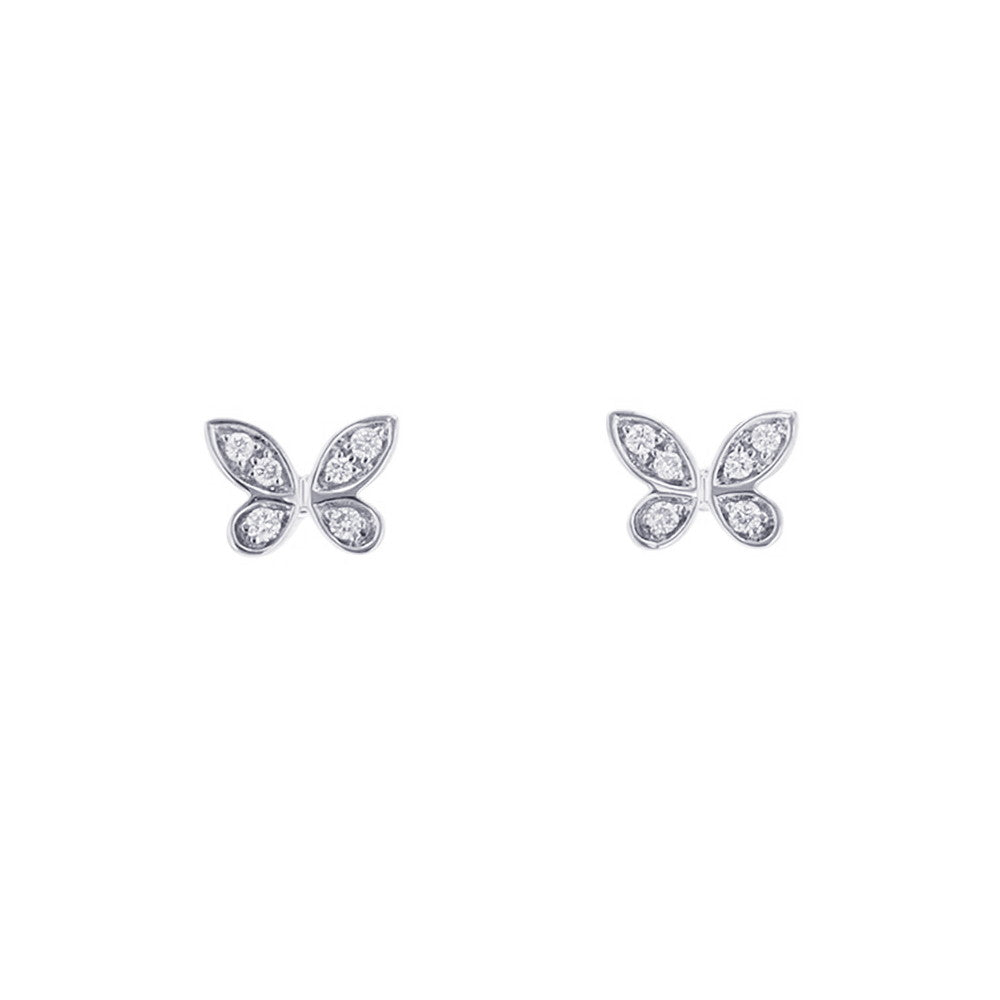 GRAFF Pave Butterfly Diamond Petit Stud EarringsRGE1563 18K White Gold