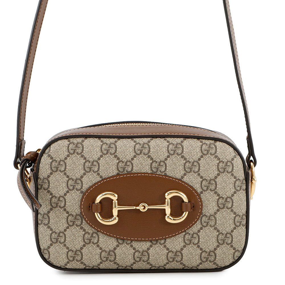 GUCCI Horsebit 1955 Shoulder Bag Beige/Brown760196 GG Supreme Leather Size Small