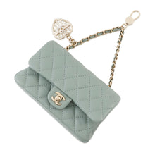 Load image into Gallery viewer, CHANEL Matelasse Mini Bag Charm GreenAP4760 Lambskin Faux Pearl Rhinestone Size Mini
