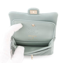 Load image into Gallery viewer, CHANEL Matelasse Mini Bag Charm GreenAP4760 Lambskin Faux Pearl Rhinestone Size Mini
