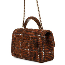 Load image into Gallery viewer, CHANEL Matelasse Top Handle Chain Shoulder Bag BrownAS2431 Tweed
