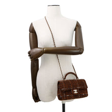 Load image into Gallery viewer, CHANEL Matelasse Top Handle Chain Shoulder Bag BrownAS2431 Tweed

