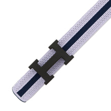 将图像加载到图库查看器中，HERMES Constance belt buckle and Team knit belt Size S/1.5&quot; Blue Indigo/Parme NylonKnit
