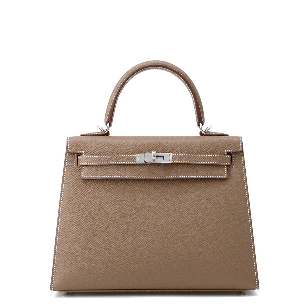 HERMES Kelly Sellier Etoupe Epsom Size 25