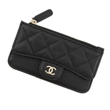 将图像加载到图库查看器中，CHANEL Matelasse Classic Zip Card Case BlackAP2570 Caviar Leather
