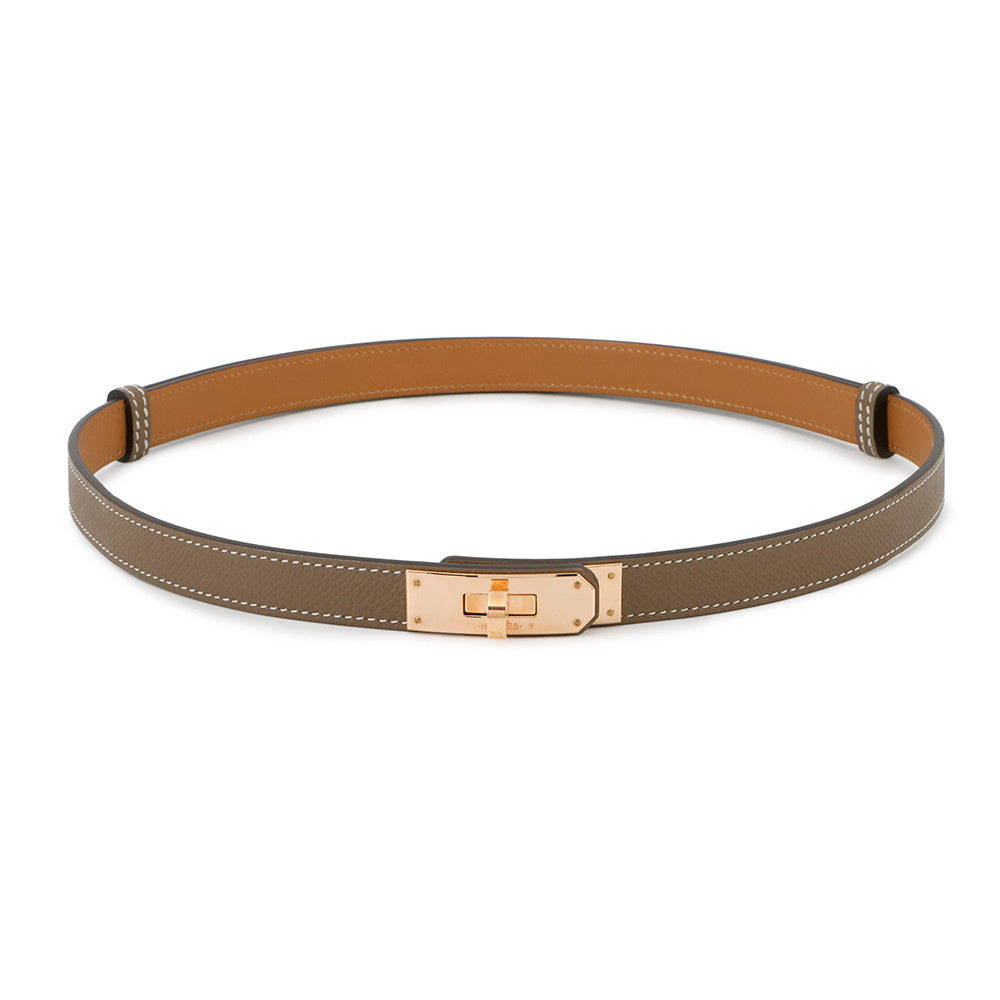 HERMES Kelly belt Etoupe Epsom Swift Leather
