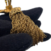 将图像加载到图库查看器中，CHANEL CC Logo Fringe Tassel Earring Lava Gold Gold Plated
