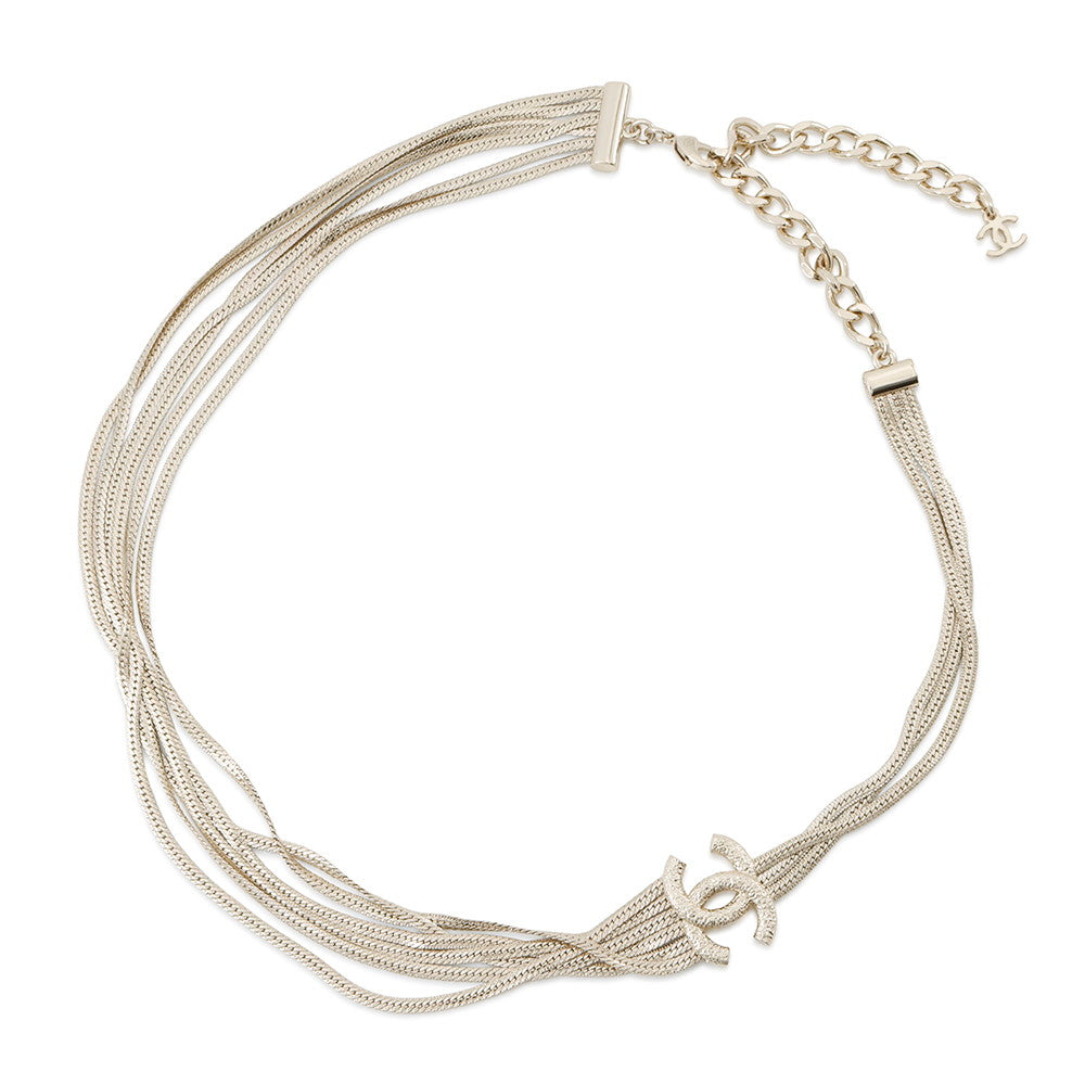CHANEL CC Logo CHANEL Choker NecklaceA24B Metal