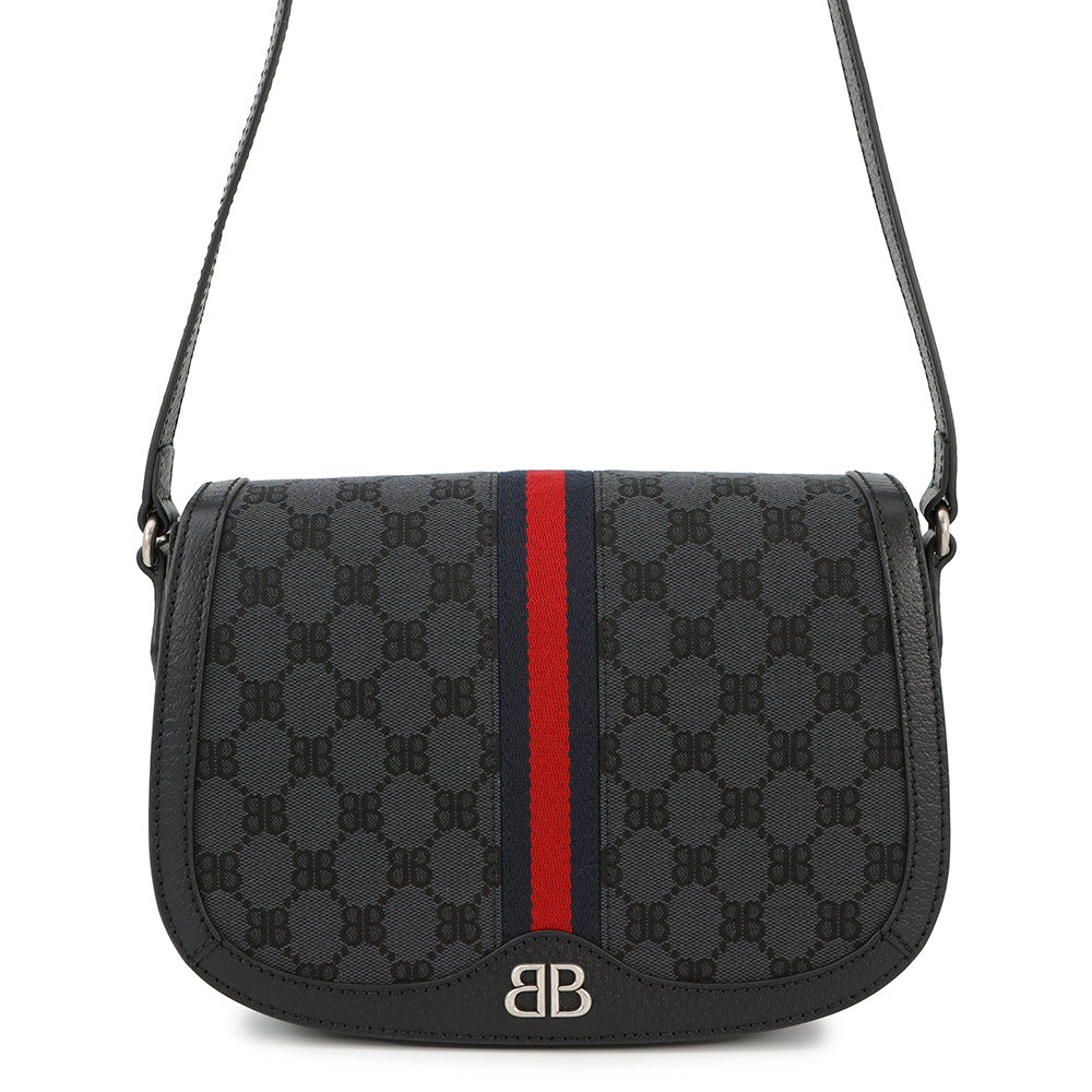 BALENCIAGA GUCCI × BALENCIAGA The Hacker Project Ophidia Shoulder Bag Black680121 Canvas Leather