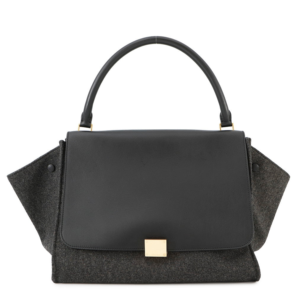 CELINE Trapeze Black Felt Leather