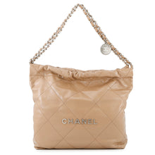 Load image into Gallery viewer, CHANEL CHANEL 22 Handbag Dark BeigeAS3260 Shiny Calf Leather Size Small
