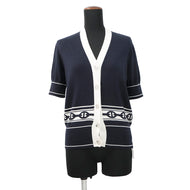 HERMES Chaine d'Ancre knit cardigan Size 36 Blue・NoirH5E2749DF Cashmere50% Silk50%