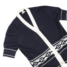将图像加载到图库查看器中，HERMES Chaine d'Ancre knit cardigan Size 36 Blue・NoirH5E2749DF Cashmere50% Silk50%

