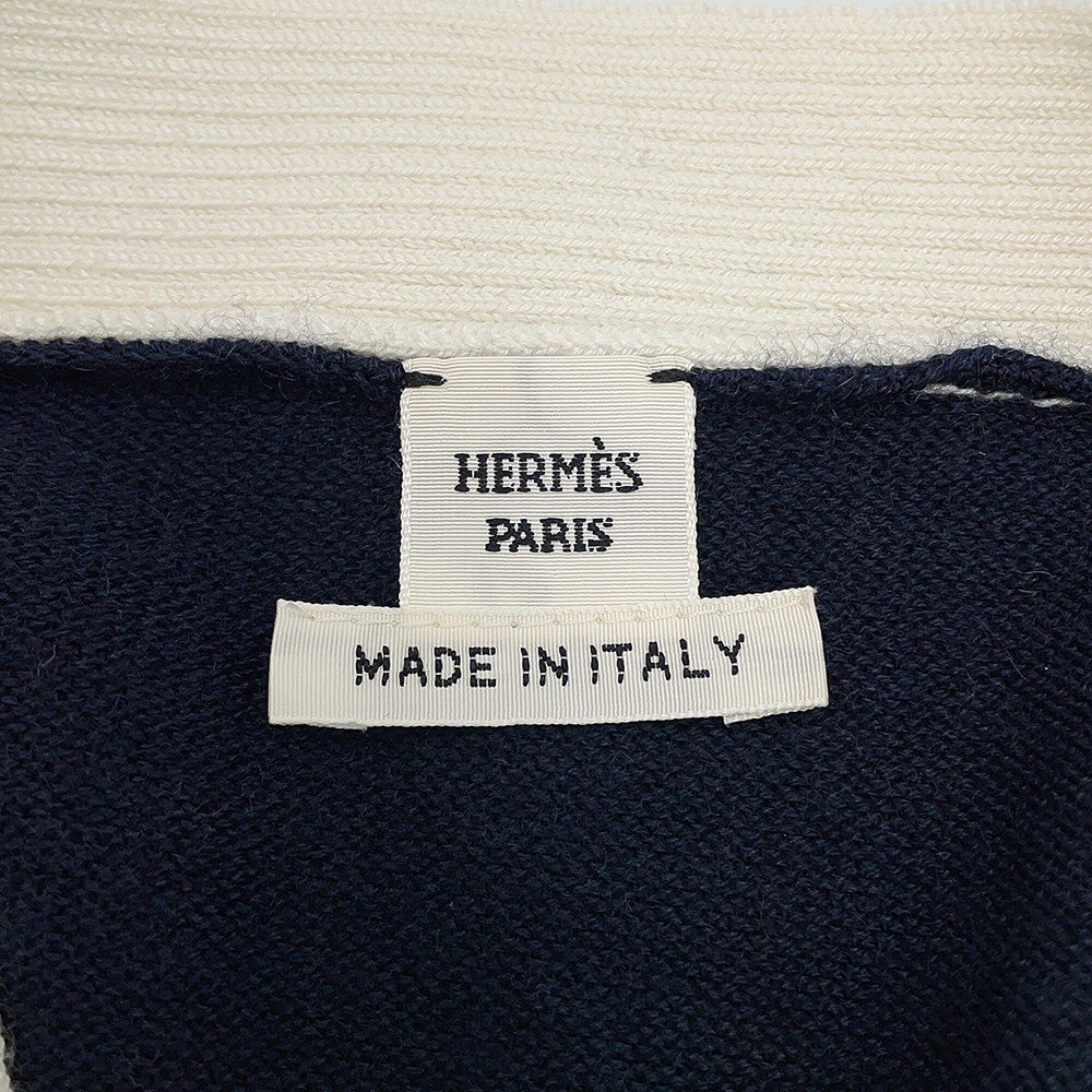 HERMES Chaine d'Ancre knit cardigan Size 36 Blue・NoirH5E2749DF
