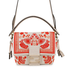 将图像加载到图库查看器中，FENDI Mamma Baguette Embroidery Beige/Coral8BS105 Canvas Leather Size Small
