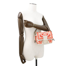 将图像加载到图库查看器中，FENDI Mamma Baguette Embroidery Beige/Coral8BS105 Canvas Leather Size Small
