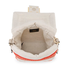 将图像加载到图库查看器中，FENDI Mamma Baguette Embroidery Beige/Coral8BS105 Canvas Leather Size Small
