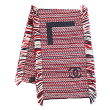 Load image into Gallery viewer, CHANEL CC Logo CHANEL Logo Scarf Navy/Red/White Wool 94% Silk6%
