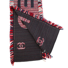 将图像加载到图库查看器中，CHANEL CC Logo CHANEL Logo Scarf Navy/Red/White Wool 94% Silk6%
