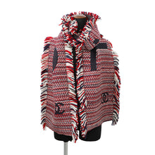 将图像加载到图库查看器中，CHANEL CC Logo CHANEL Logo Scarf Navy/Red/White Wool 94% Silk6%
