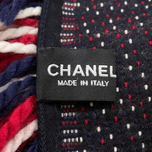 将图像加载到图库查看器中，CHANEL CC Logo CHANEL Logo Scarf Navy/Red/White Wool 94% Silk6%
