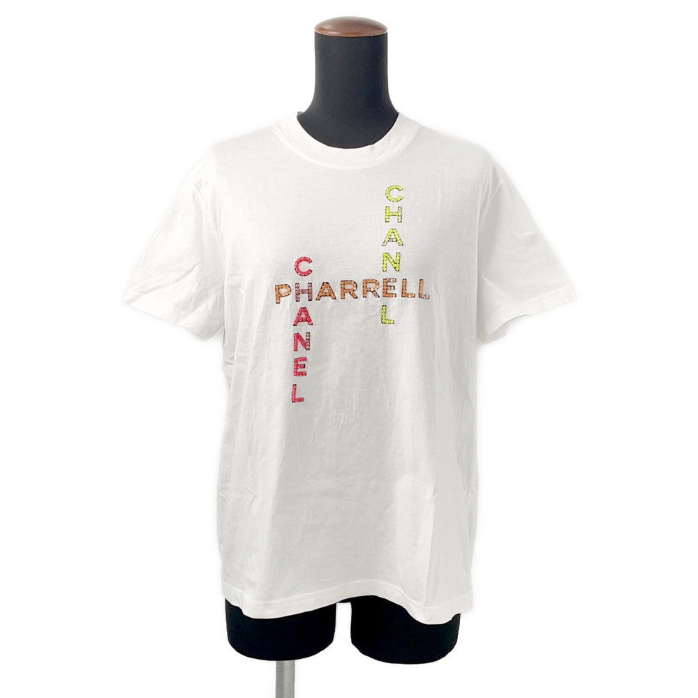 CHANEL Pharrell Williams Beaded T-Shirt Size S WhiteP61052 100% Cotton Sequins Beads