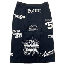 Load image into Gallery viewer, CHANEL Logo Print Knitted Fabric Skirt Size 36 BlackP70693 Cotton100% Sequins
