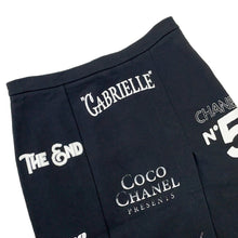 将图像加载到图库查看器中，CHANEL Logo Print Knitted Fabric Skirt Size 36 BlackP70693 Cotton100% Sequins
