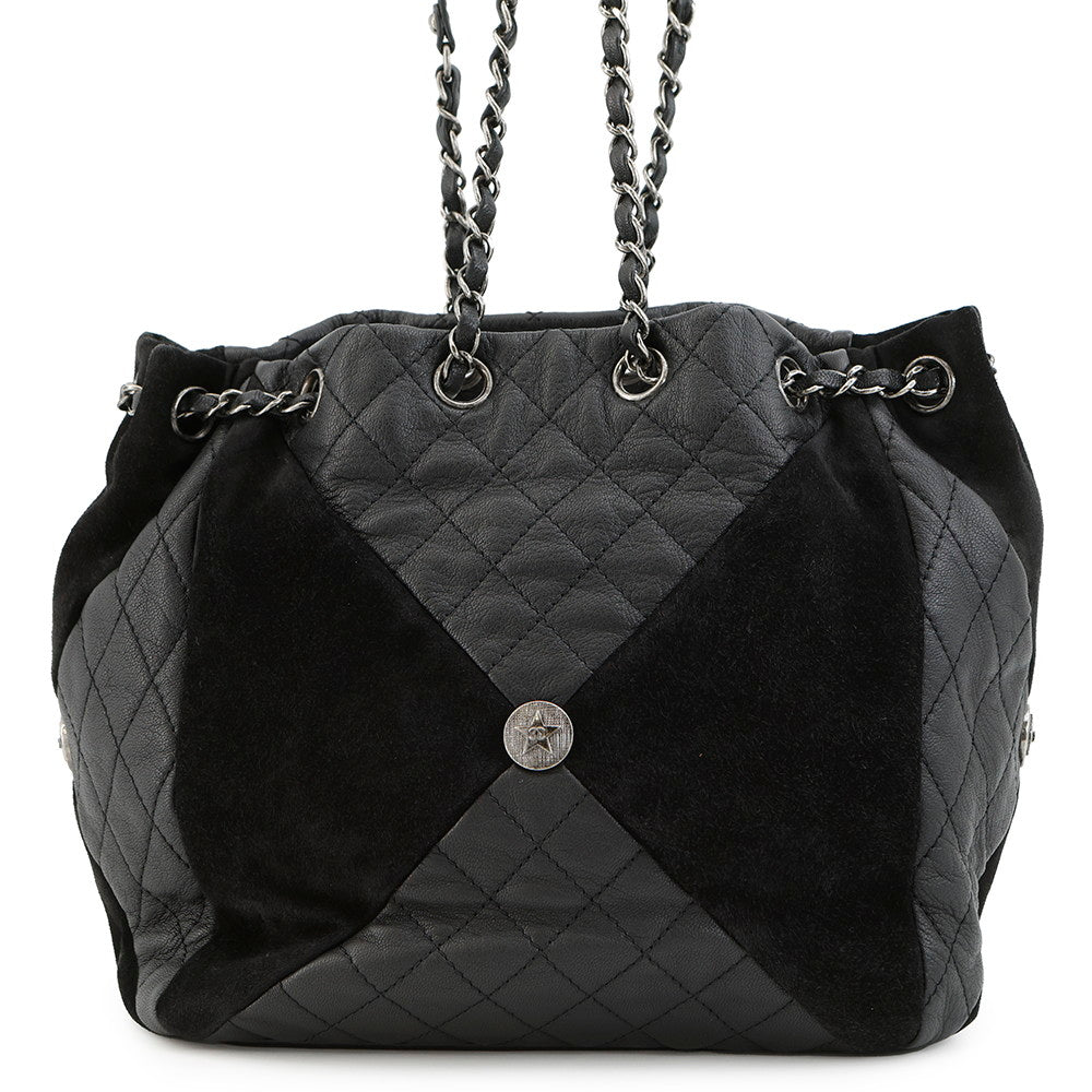 CHANEL Paris-Dallas Drawstring Bag Shoulder Bag Black Suede leather
