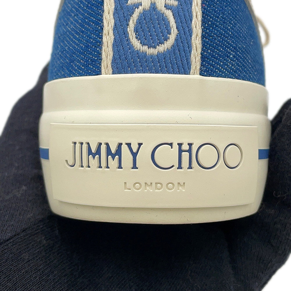 JIMMY CHOO FENIX Sneakers Blue/Ivory Canvas Rubber Size 35