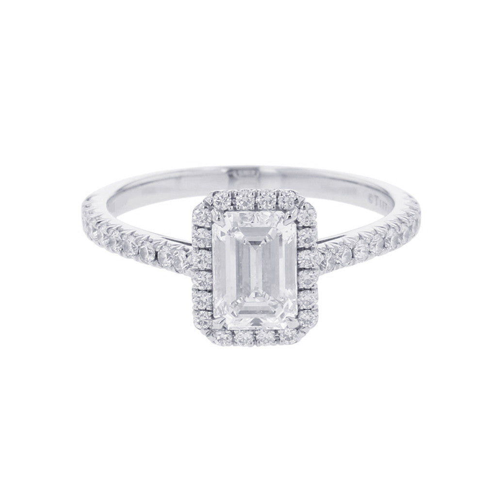 TIFFANY&Co. Soleste Emerald Cut Diamond Ring Size Approximately 11 Pt950