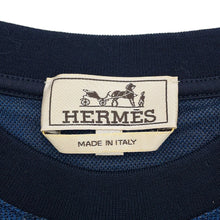 Load image into Gallery viewer, HERMES Dance of Horses Light Horse Print Pique Short Sleeve T-Shirt Size M Navy Cotton100%
