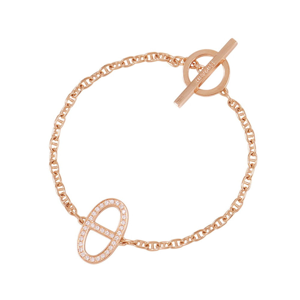 HERMES Chaine d'Ancre Contour Bracelet Size XS 18K Pink Gold