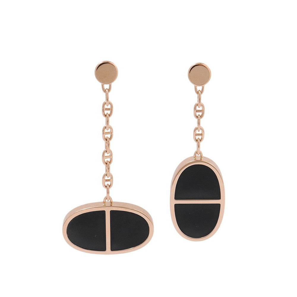 HERMES Chaine d'Ancre Earrings Verso K18PG Ceramic