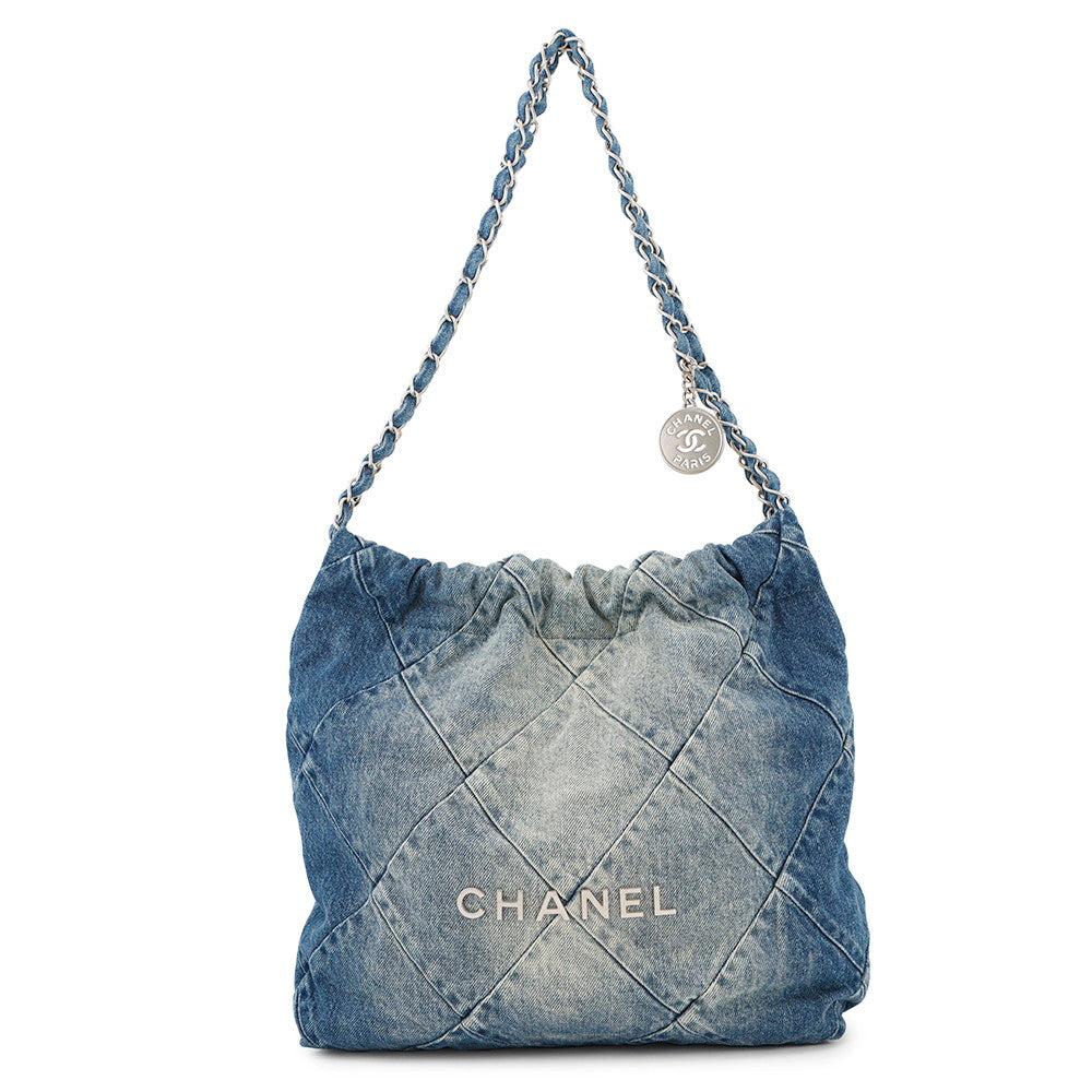 CHANEL CHANEL 22 Shoulder Bag BlueAS3261 Denim Size Small
