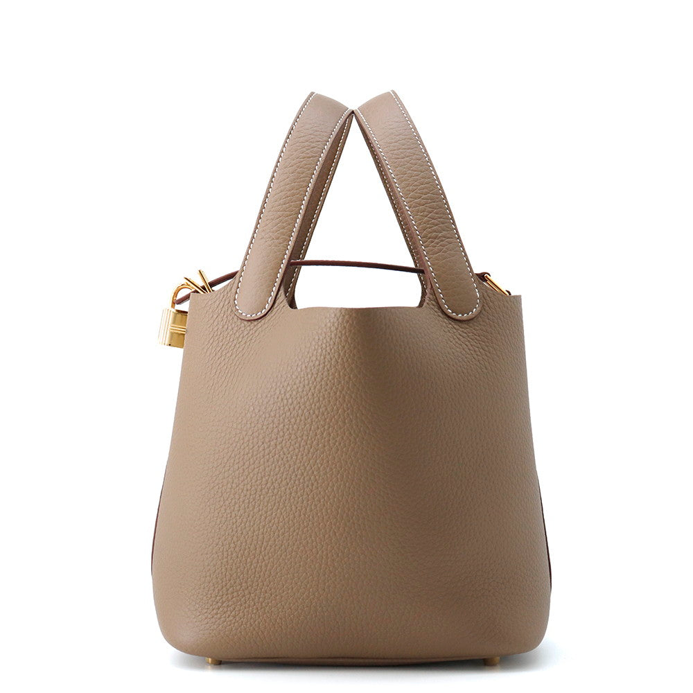 HERMES Picotin Lock Etoupe Taurillon Clemence Size PM