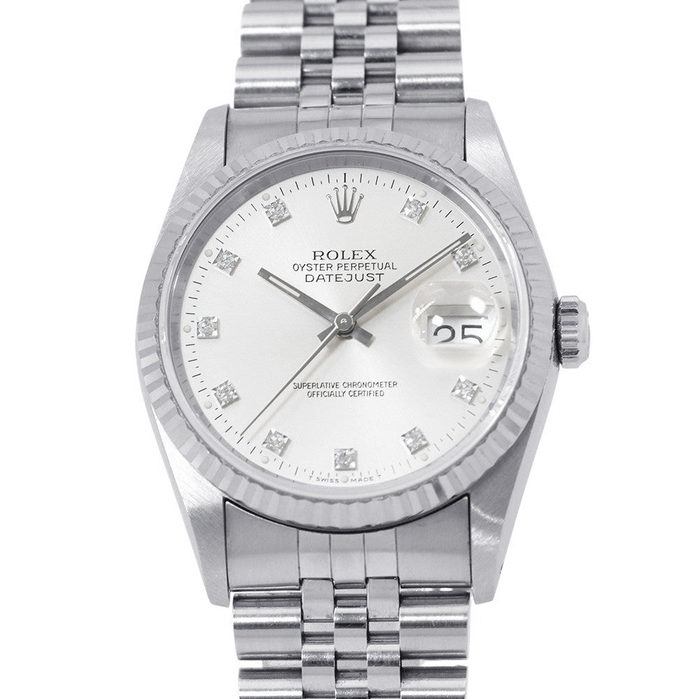 ROLEX Datejust W36mm Stainless Steel K18WG Silver Dial16234G