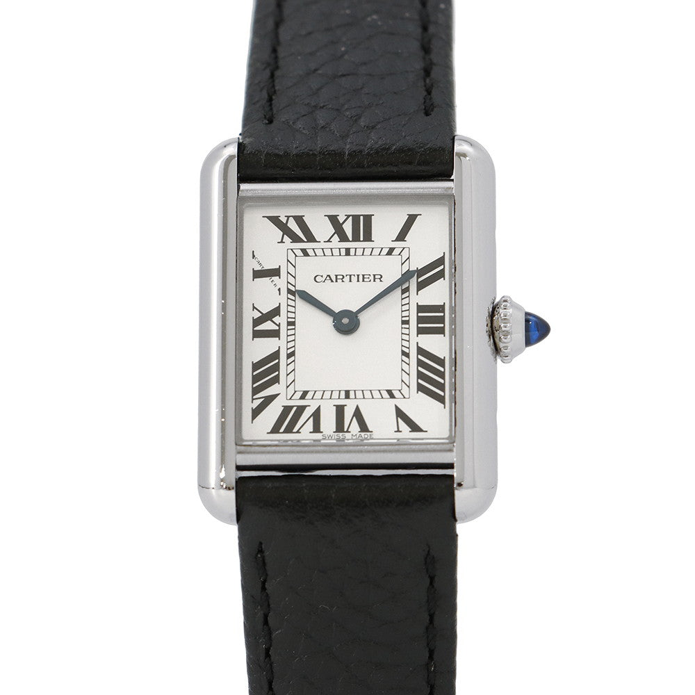 CARTIER tank mast SM W22mm×H29.5mm Stainless Steel Leather Silver DialWSTA0042