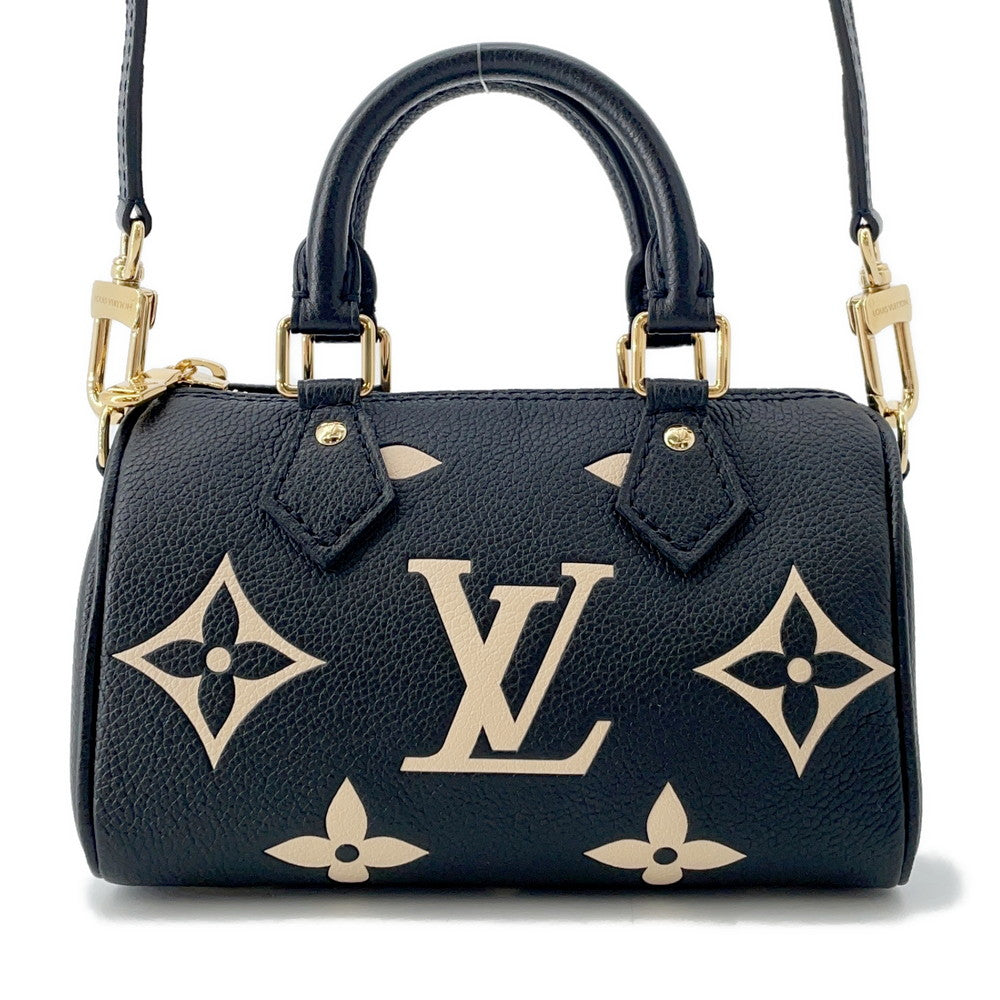 LOUIS VUITTON Nano Speedy Noir/BeigeM81456 Monogram Empreinte Leather
