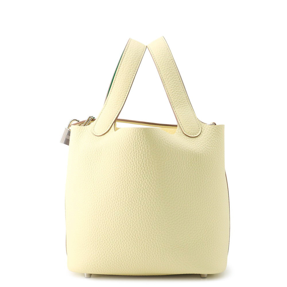 HERMES Picotin Lock Eclat Jaune Milton/Vert Vertigo Taurillon Clemence Swift Leather Size PM