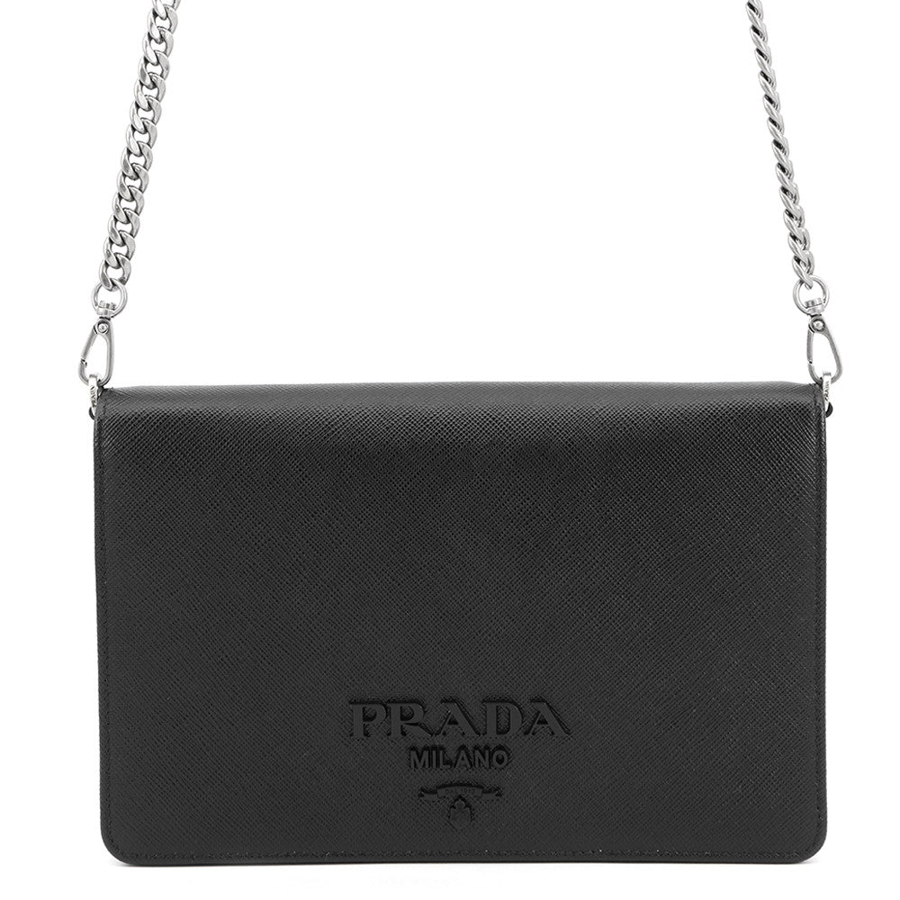 PRADA Mini Bag Chain Shoulder Bag Black1BP018 Saffiano LeatherLeather