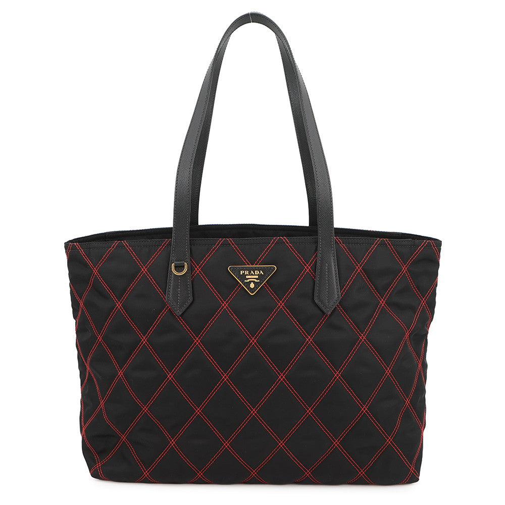 PRADA Tote Bag Black1BG085 Nylon Saffiano LeatherLeather