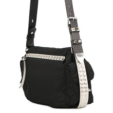 将图像加载到图库查看器中，PRADA Studded Shoulder Bag Black/White1BD118 Nylon Leather

