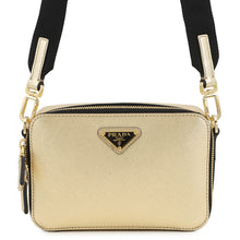 将图像加载到图库查看器中，PRADA Triangle Logo Brique Shoulder Bag Gold2VH070 Saffiano LeatherLeather
