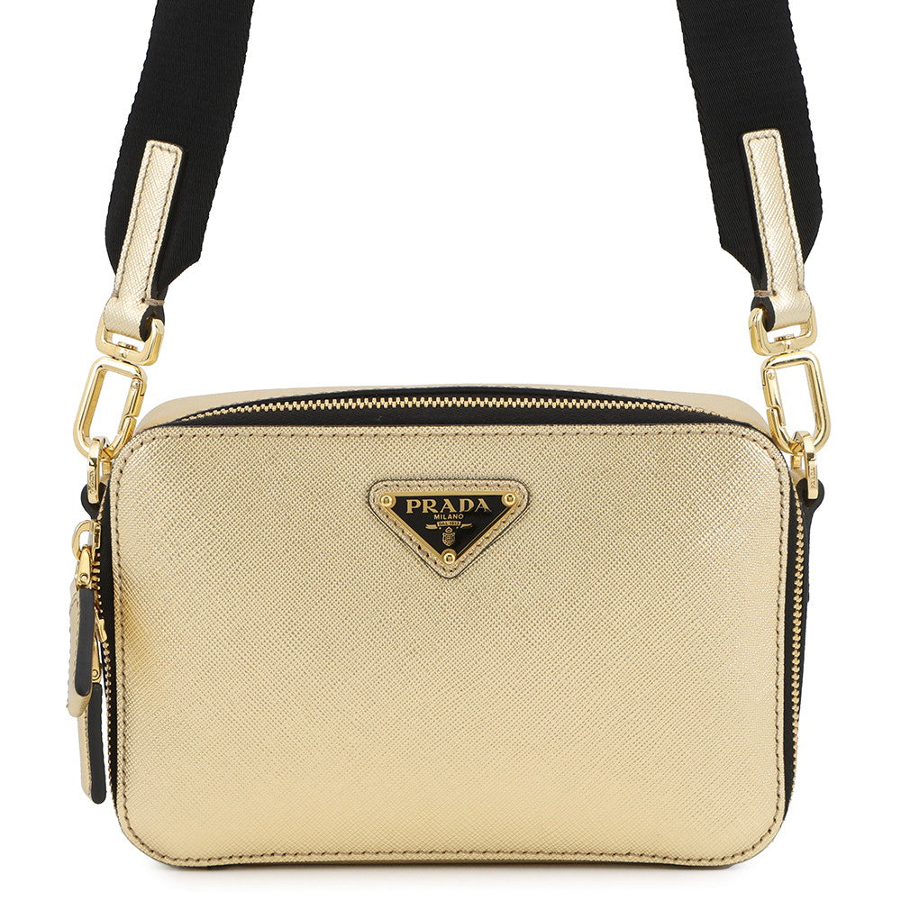 PRADA Triangle Logo Brique Shoulder Bag Gold2VH070 Saffiano LeatherLeather