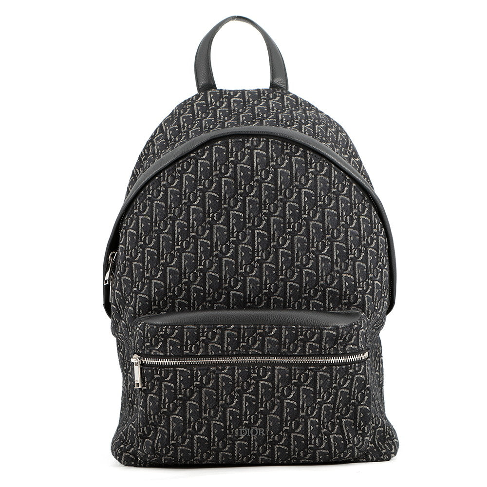 Dior Oblique Jacquard Rider Backpack Black1VOBA088YKY Canvas Leather