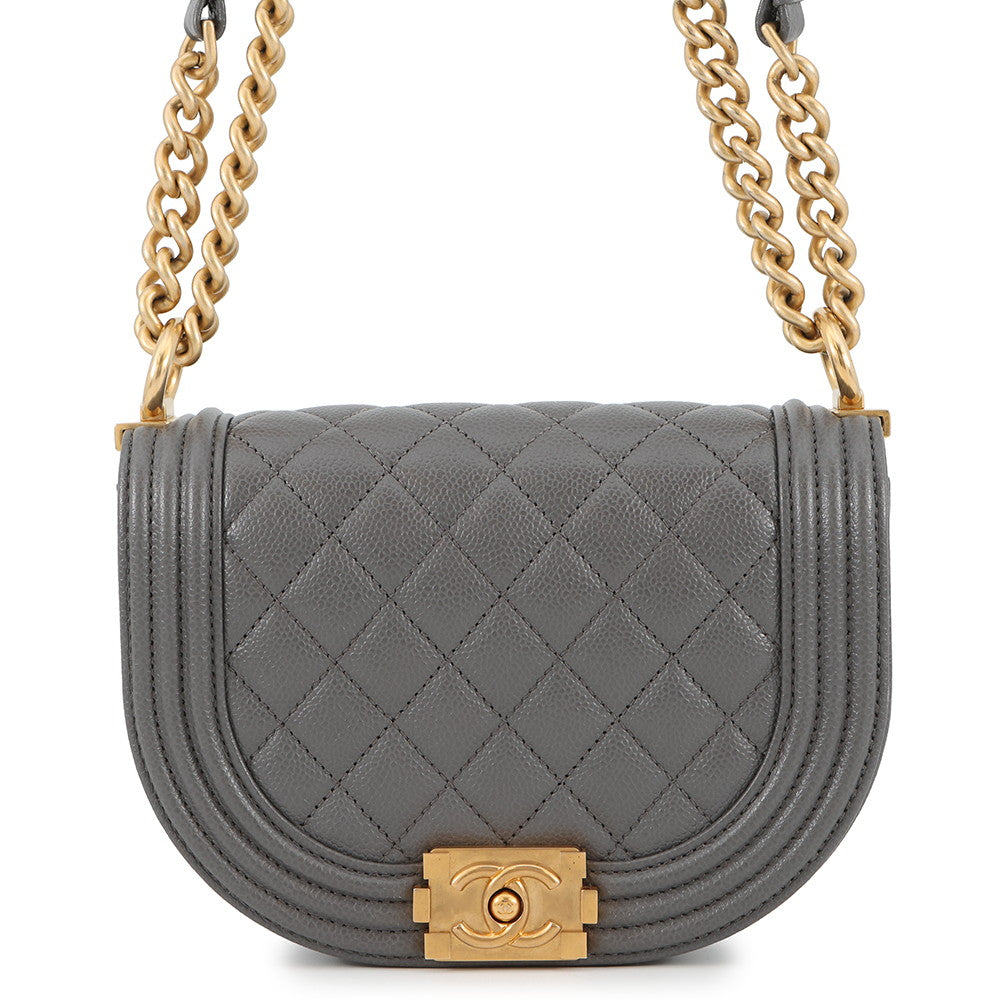 CHANEL Boy Chanel Shoulder Bag GrayAS3350 Caviar Leather