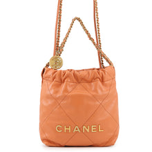 将图像加载到图库查看器中，CHANEL 22 Chain Bag OrangeAS3980 Lambskin Size Mini
