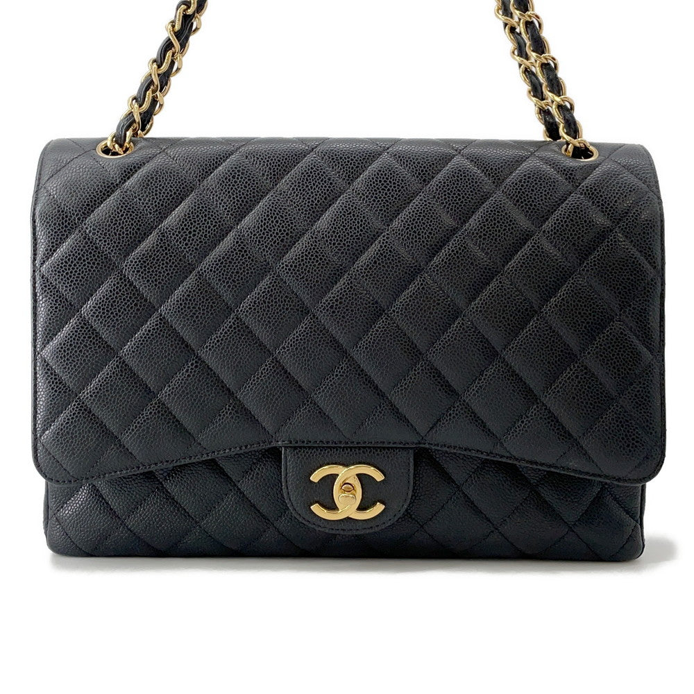 CHANEL Jumbo Matelasse ChainShoulder Bag BlackA58601 Caviar Leather Size 34